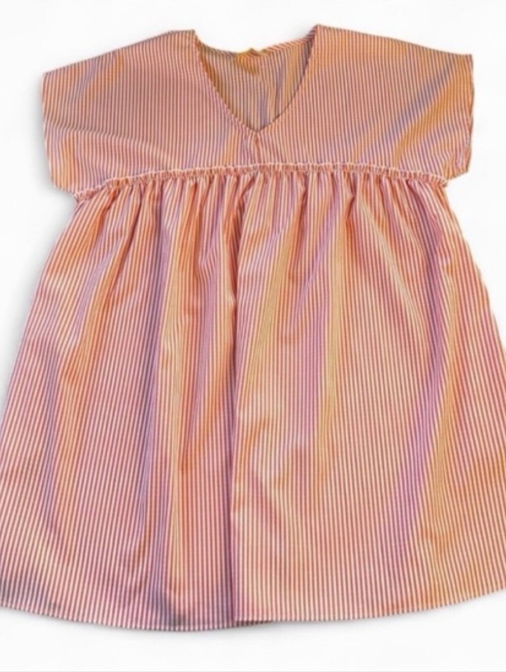 Fantastic Fawn Seersucker Orange Striped Babydoll Dress Women’s  Boho Beach-Med